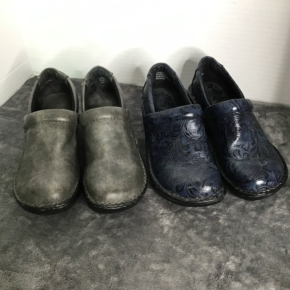 Boc Born‎ Concept Womens Clogs Mules Size 6 Black & Blue Embossed & Gray Lot (2)